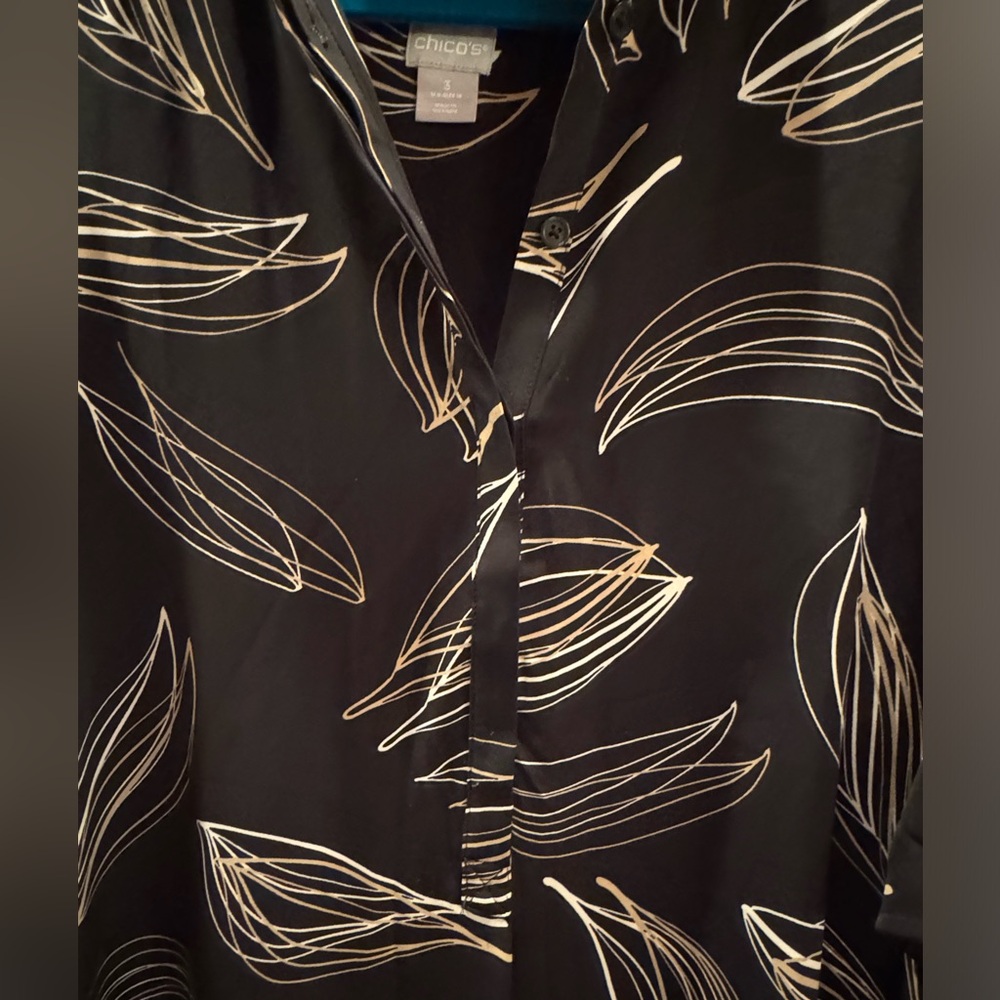 Chico’s A-line 3/4 black print dress size 3 (14-16) - Picture 5 of 5
